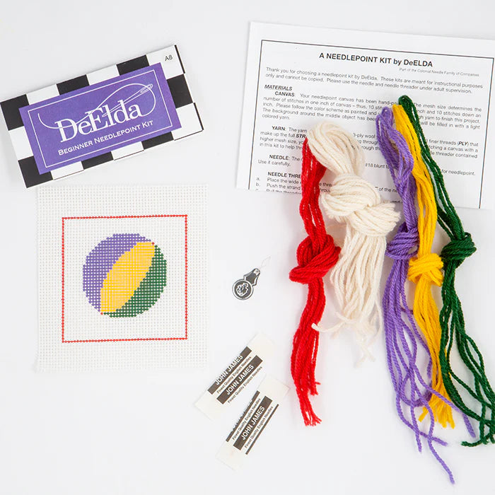 DeElda Beginner Needlepoint Kit-Beach Ball