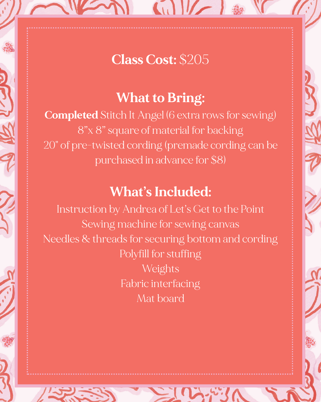 Stitch It Angel Soft Stand-up Finishing Class - July 18th
