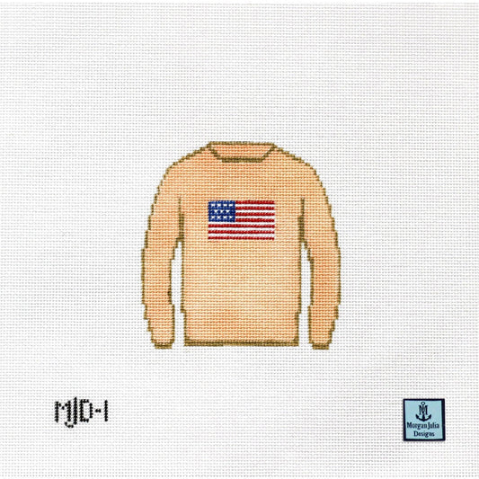 American Flag Sweater-Cream