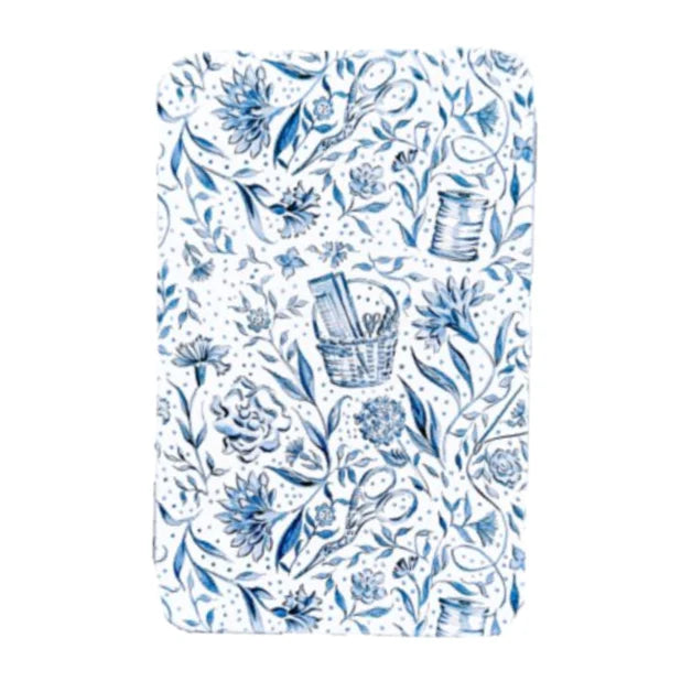 Printed Tin Box with Magnet-Blue Needlepoint Print