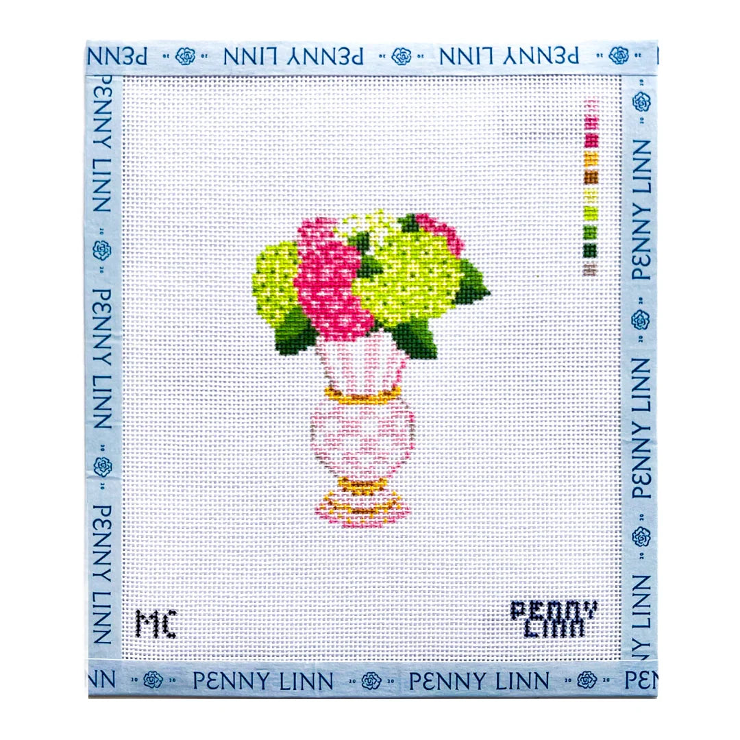 Mackenzie Childs Rosy Check Floral Vase