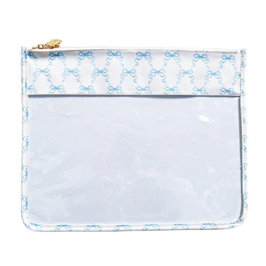 Large Hannah Bow Ribbon Trellis Project Bag-Blue
