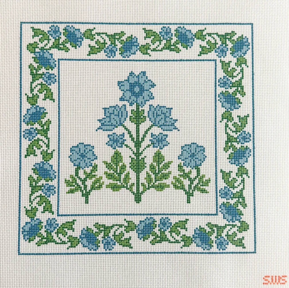 Large Blue Block Print Floral