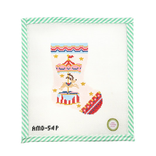 Pink Reindeer Carousel Mini Stocking