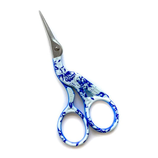 Penny Linn Needlepoint Print Crane Scissors (small)-Blue