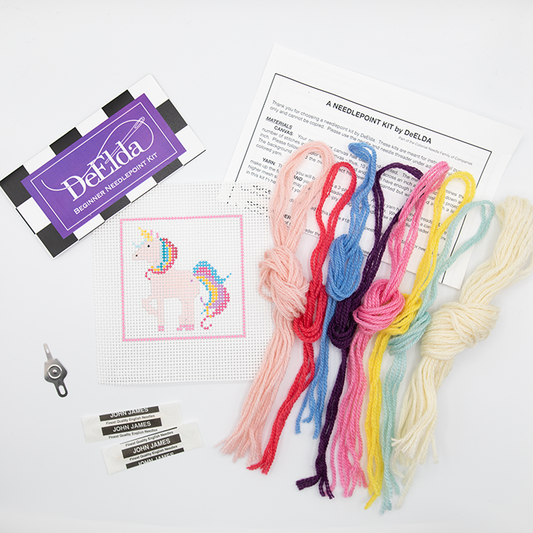 DeElda Beginner Needlepoint Kit-Unicorn