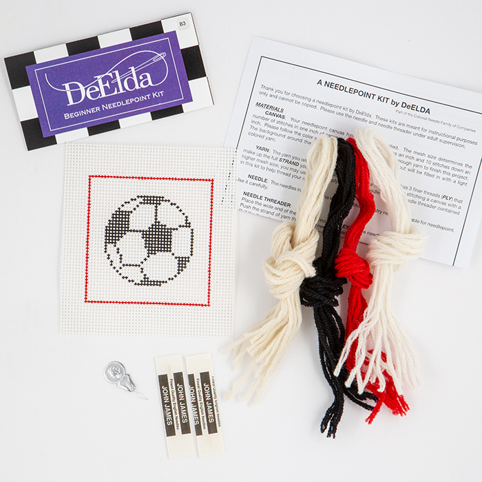 DeElda Beginner Needlepoint Kit-Soccer Ball