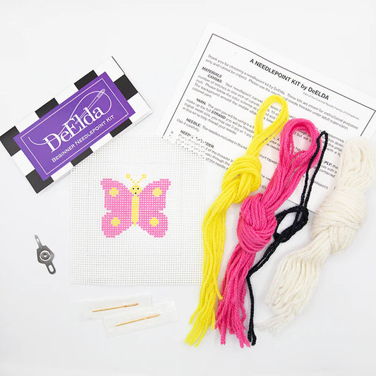 DeElda Beginner Needlepoint Kit-Butterfly