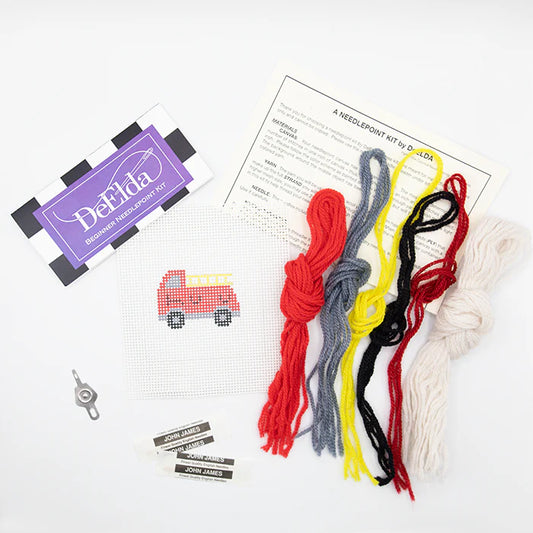 DeElda Beginner Needlepoint Kit-Fire Truck