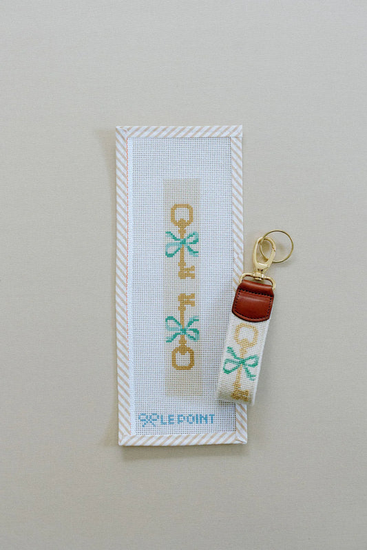 Key Keychain-Ivory & Green