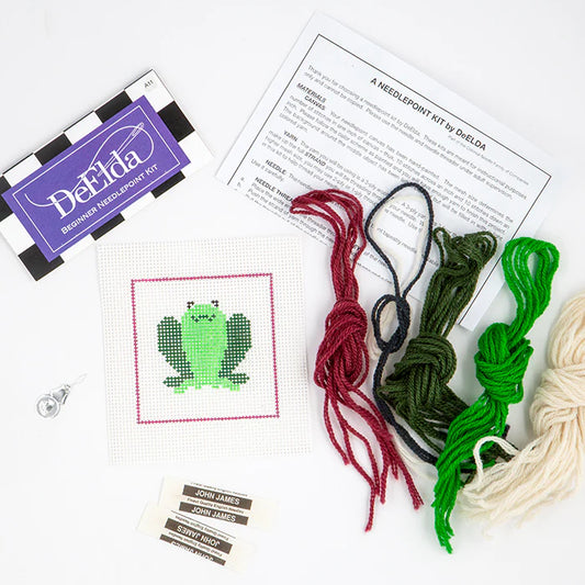 DeElda Beginner Needlepoint Kit-Frog