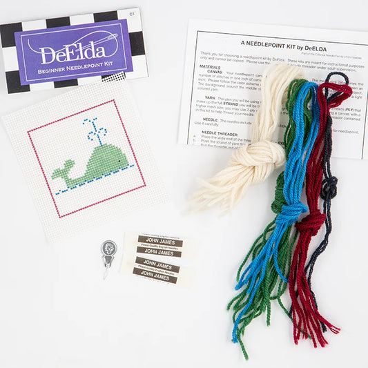 DeElda Beginner Needlepoint Kit-Whale