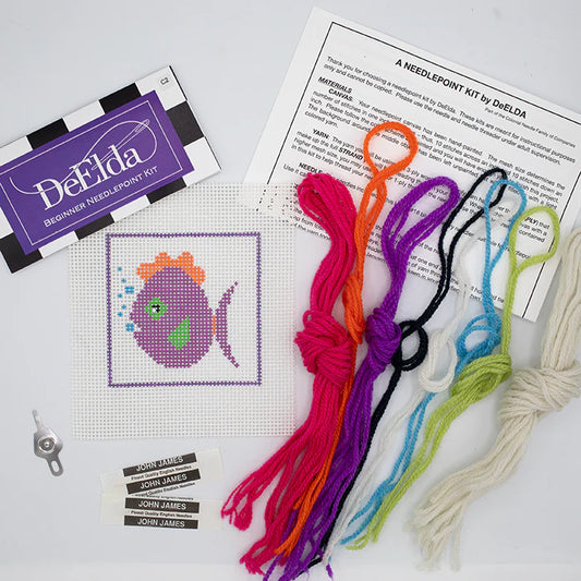 DeElda Beginner Needlepoint Kit-Fish