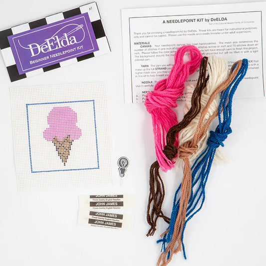 DeElda Beginner Needlepoint Kit-Ice Cream