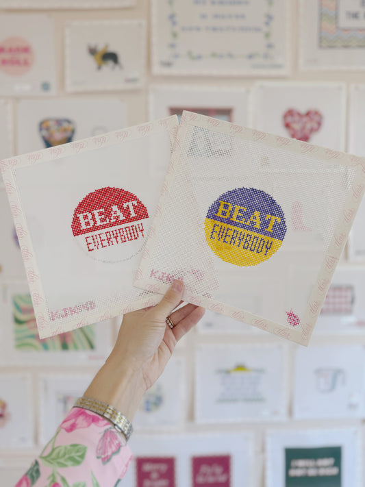 Beat Everybody Pin-Red & White