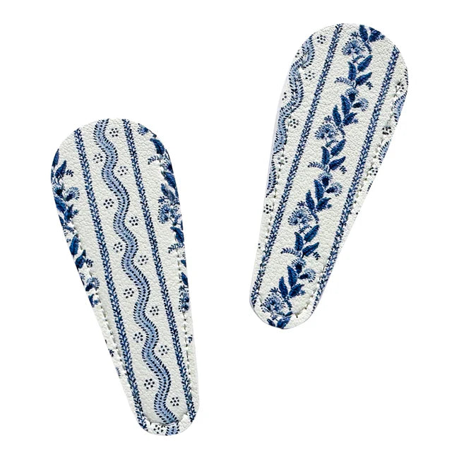 Leather Scissor Case-Emma Stripe Blue