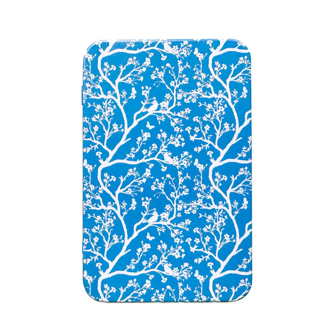 Printed Tin Box with Magnet-Blue & White Trailing Floral