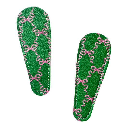 Leather Scissor Case-Green Hannah Bow