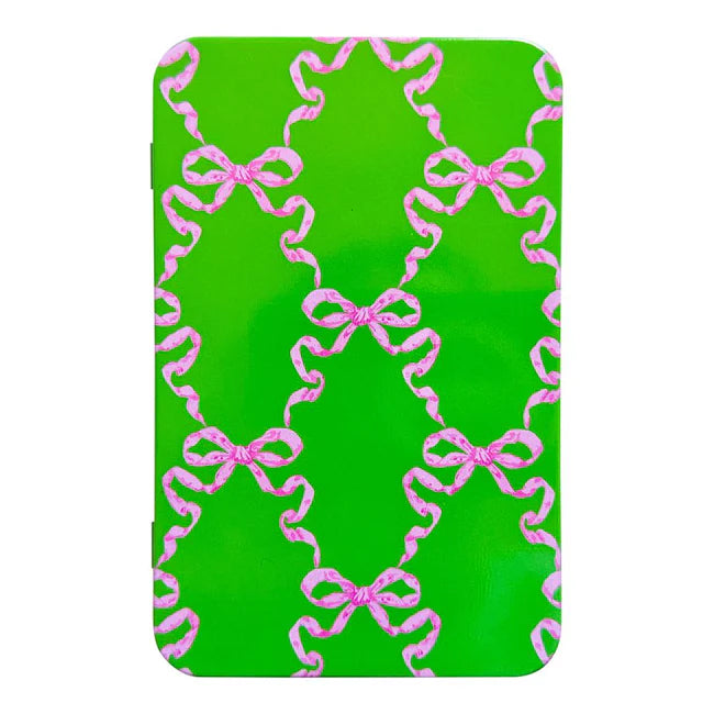 Printed Tin Box with Magnet-Pink + Green Bow