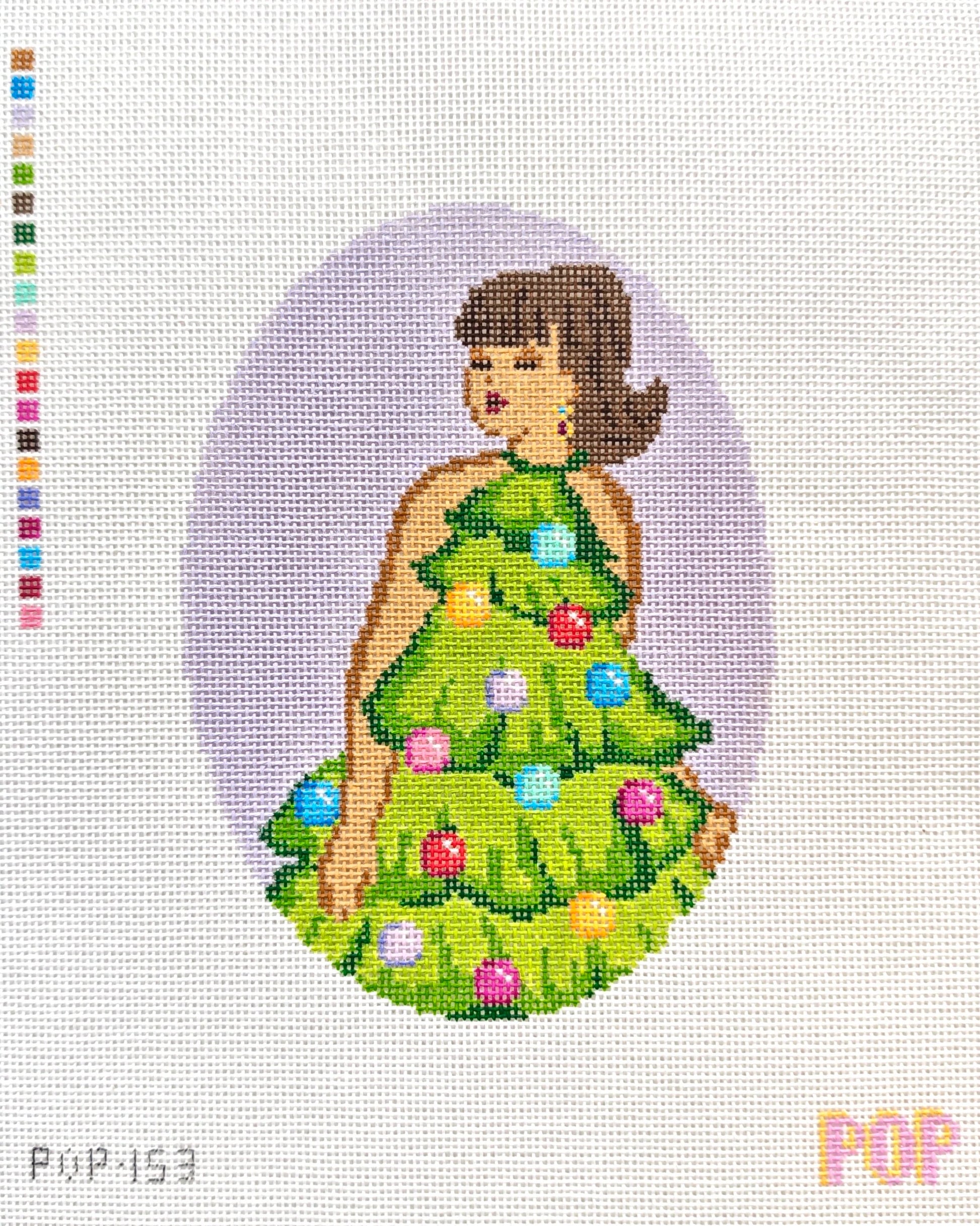 Retro Christmas Tree Dress Oval – The Little Needlepoint Shop Retro Christmas Tree Dress Oval – The Little Needlepoint Shop