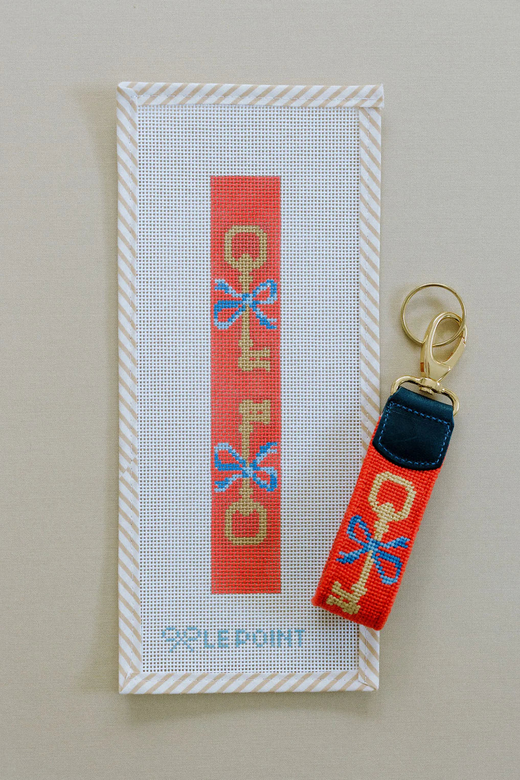 Key Keychain-Coral & Blue
