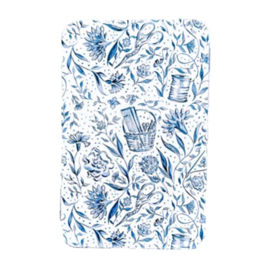 Printed Tin Box with Magnet-Blue Needlepoint Print