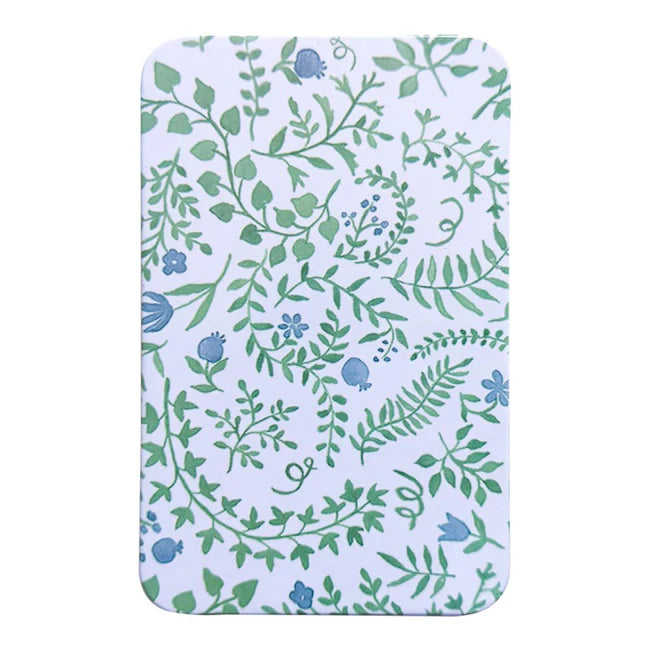 Printed Tin Box with Magnet-Green Paisley
