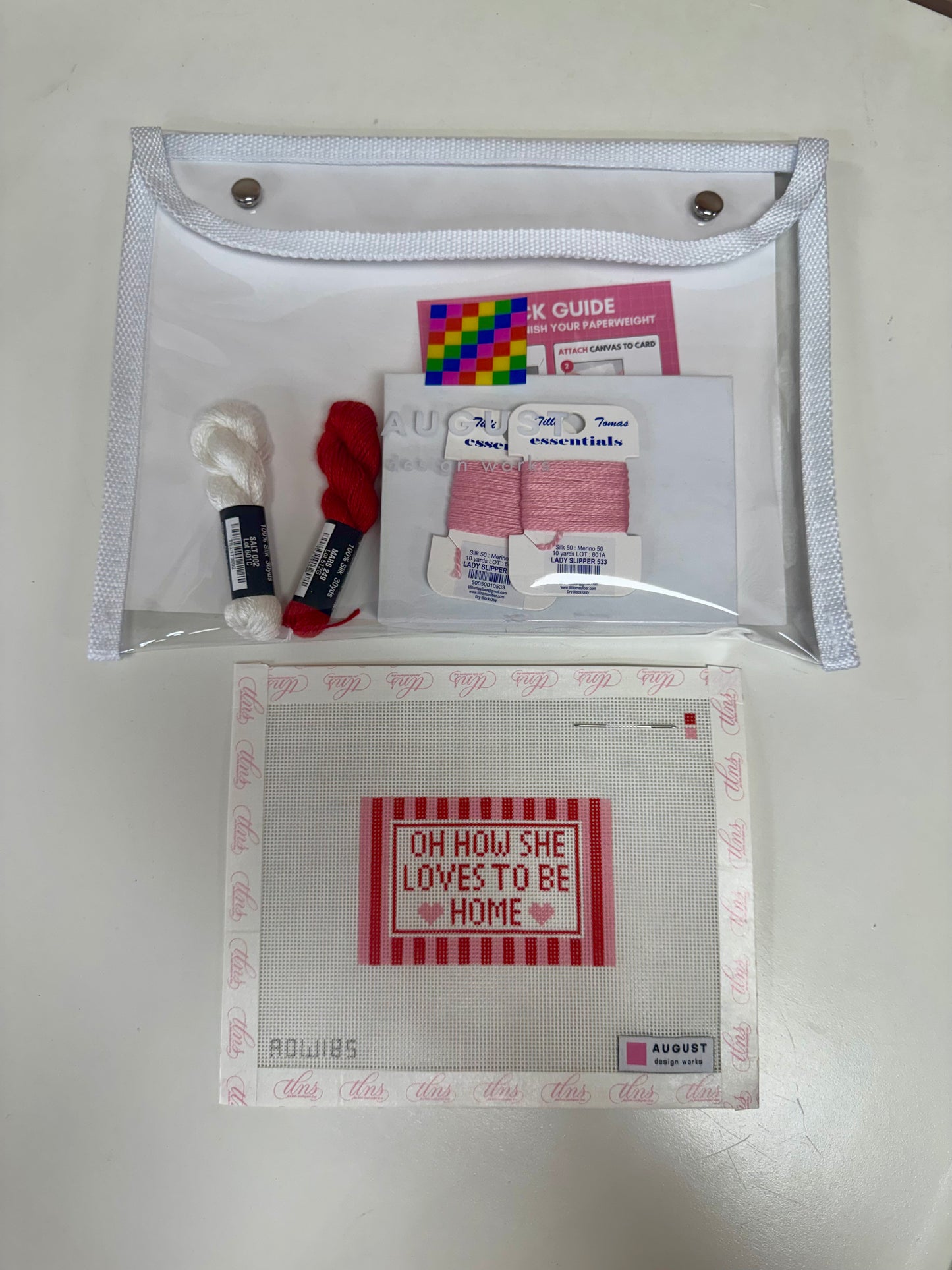 Needlepoint Paperweight Kit: Oh How She Loves To Be Home
