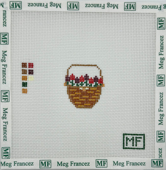 Lightship Basket with Red Flowers Mini