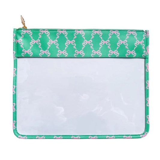 Large Hannah Bow Ribbon Trellis Project Bag-Green