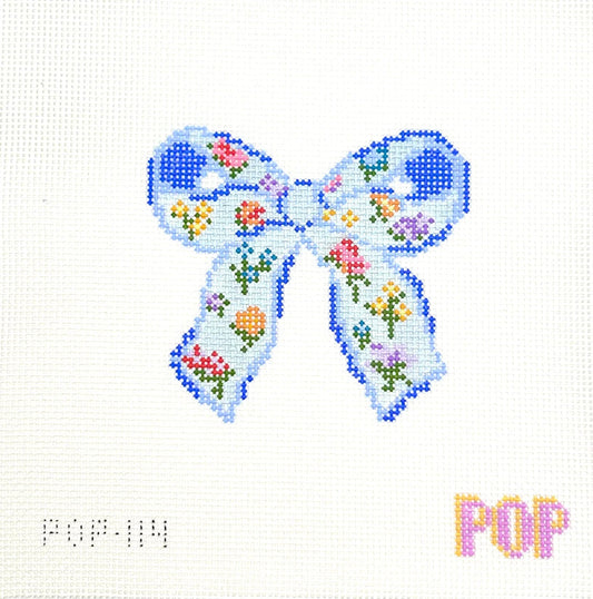 Floral Print Bow-Blue
