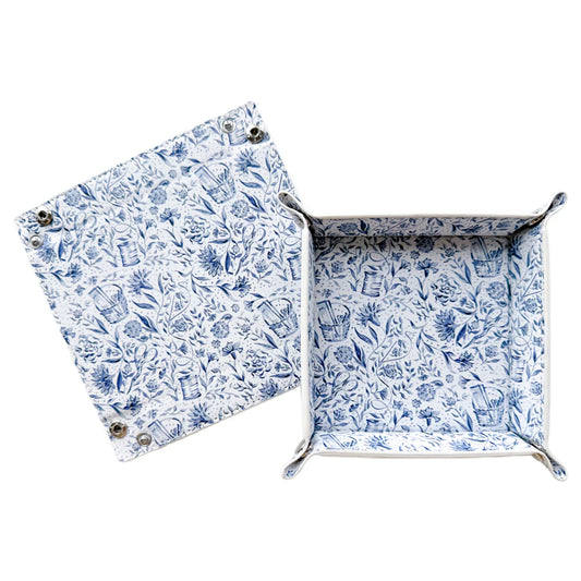 Needlepoint Print Valet Tray-Blue
