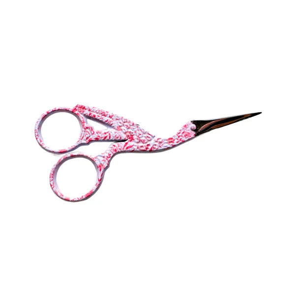 Penny Linn Needlepoint Print Crane Scissors (small)-Pink