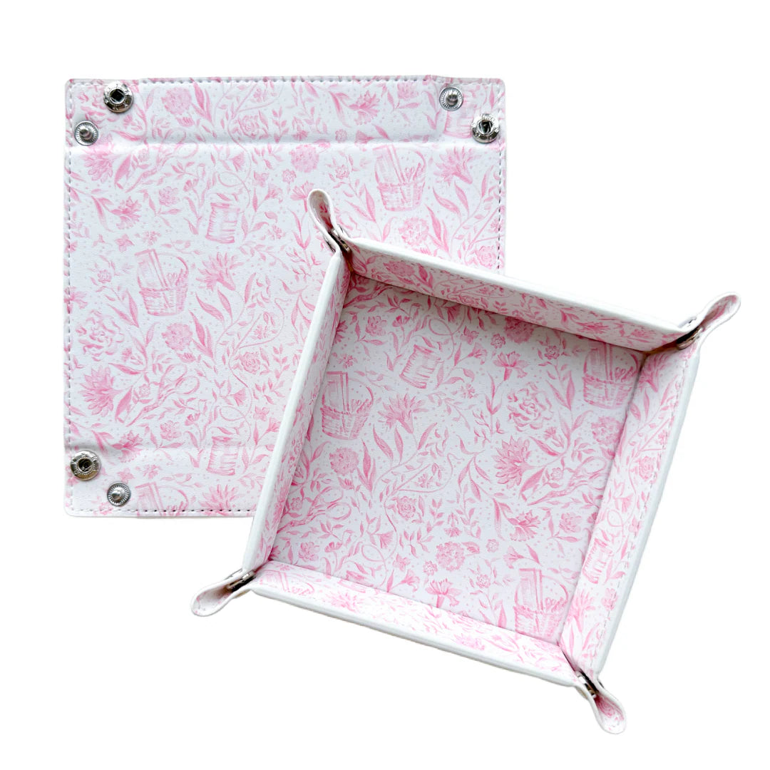 Needlepoint Print Valet Tray-Pink