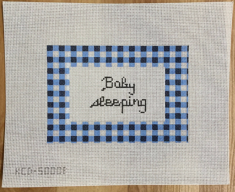 Baby Sleeping Sign-Gingham Blue