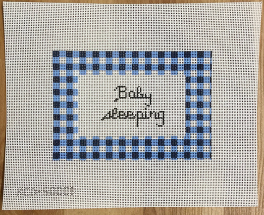Baby Sleeping Sign-Gingham Blue