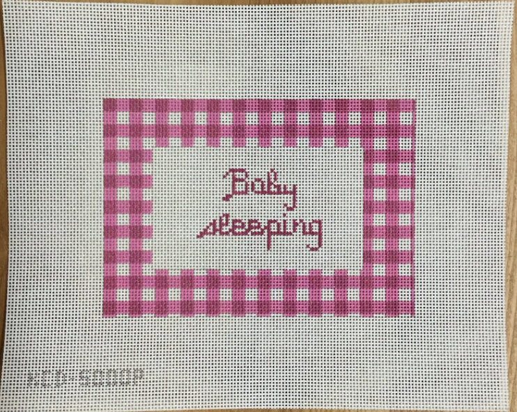 Baby Sleeping Sign-Gingham Pink