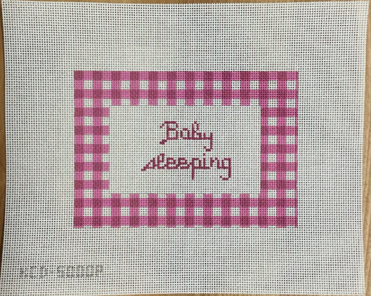 Baby Sleeping Sign-Gingham Pink