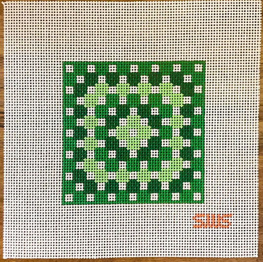 Green Crochet Square Coaster
