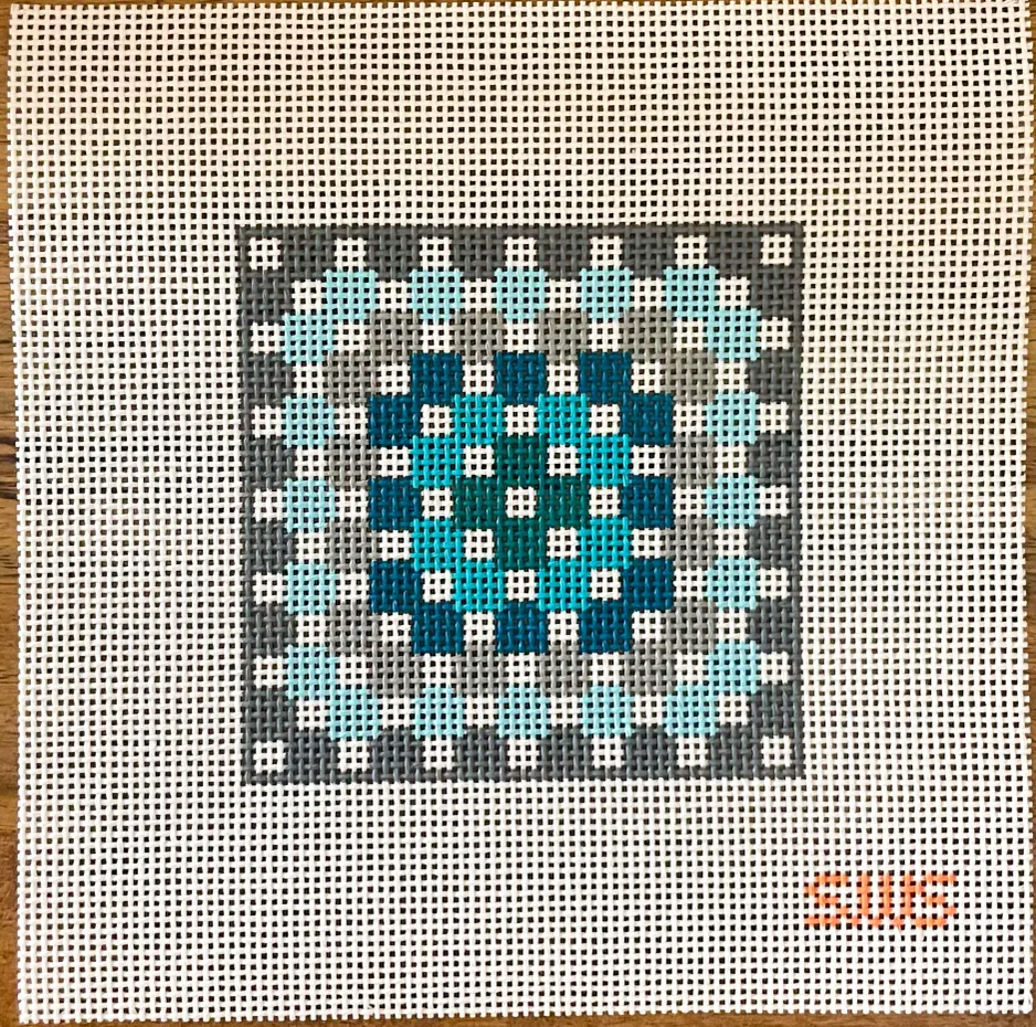 Blue/Gray Crochet Square Coaster