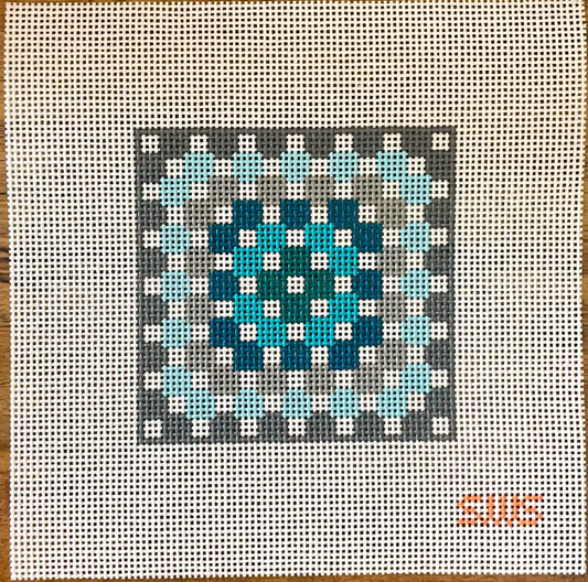 Blue/Gray Crochet Square Coaster