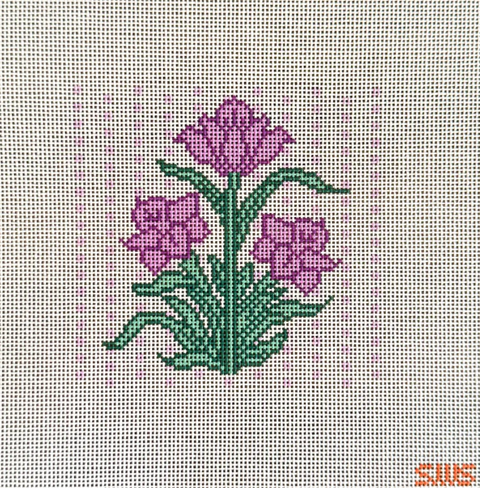 Purple Block Print Flower