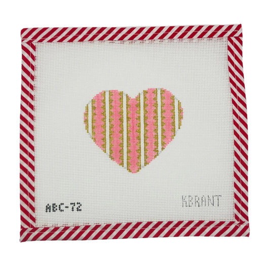 Striped Gold Heart-Pink