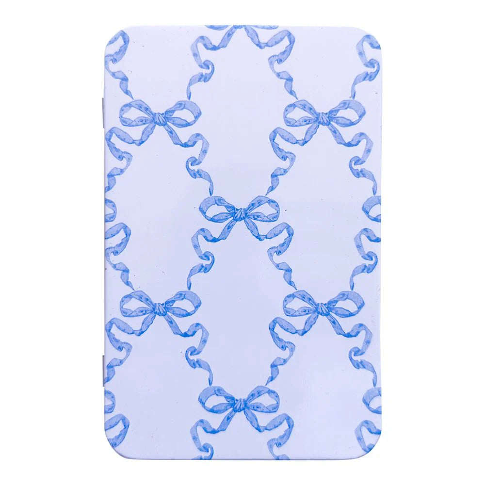 Printed Tin Box with Magnet-Blue + White Bow
