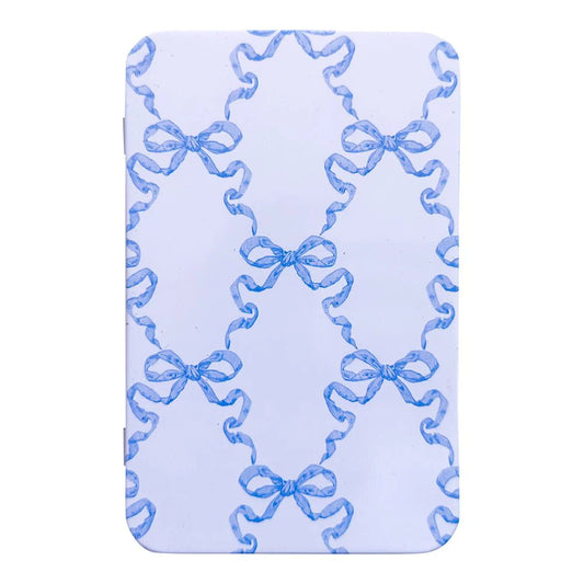 Printed Tin Box with Magnet-Blue + White Bow