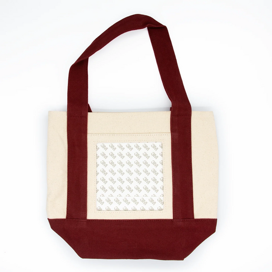 Mini Tote Bag-Natural with Cranberry