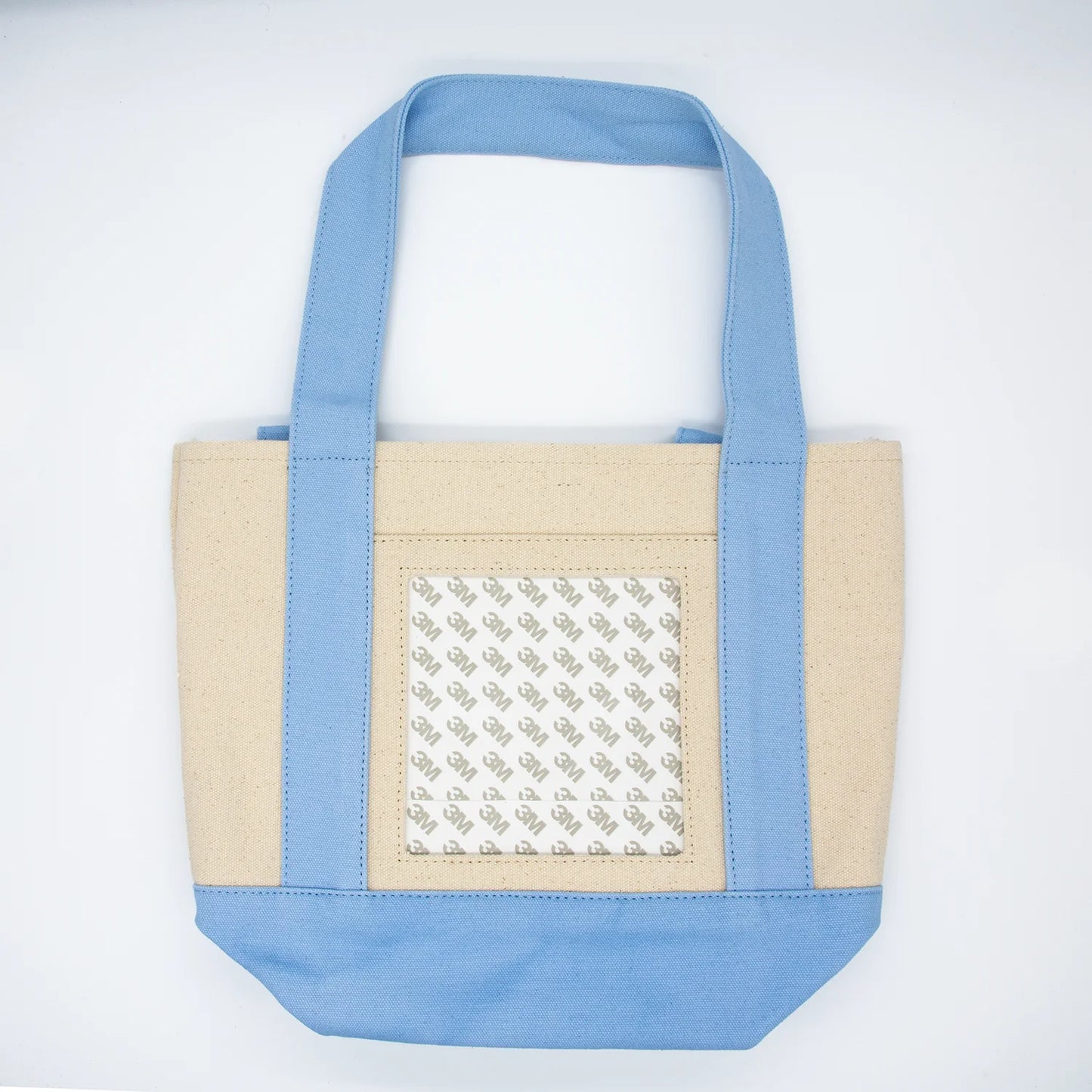 Mini Tote Bag-Natural with Light Blue