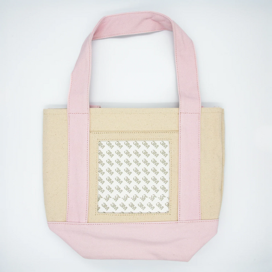 Mini Tote Bag-Natural with Light Pink